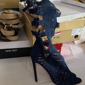 Dark Blue Strappy Heels